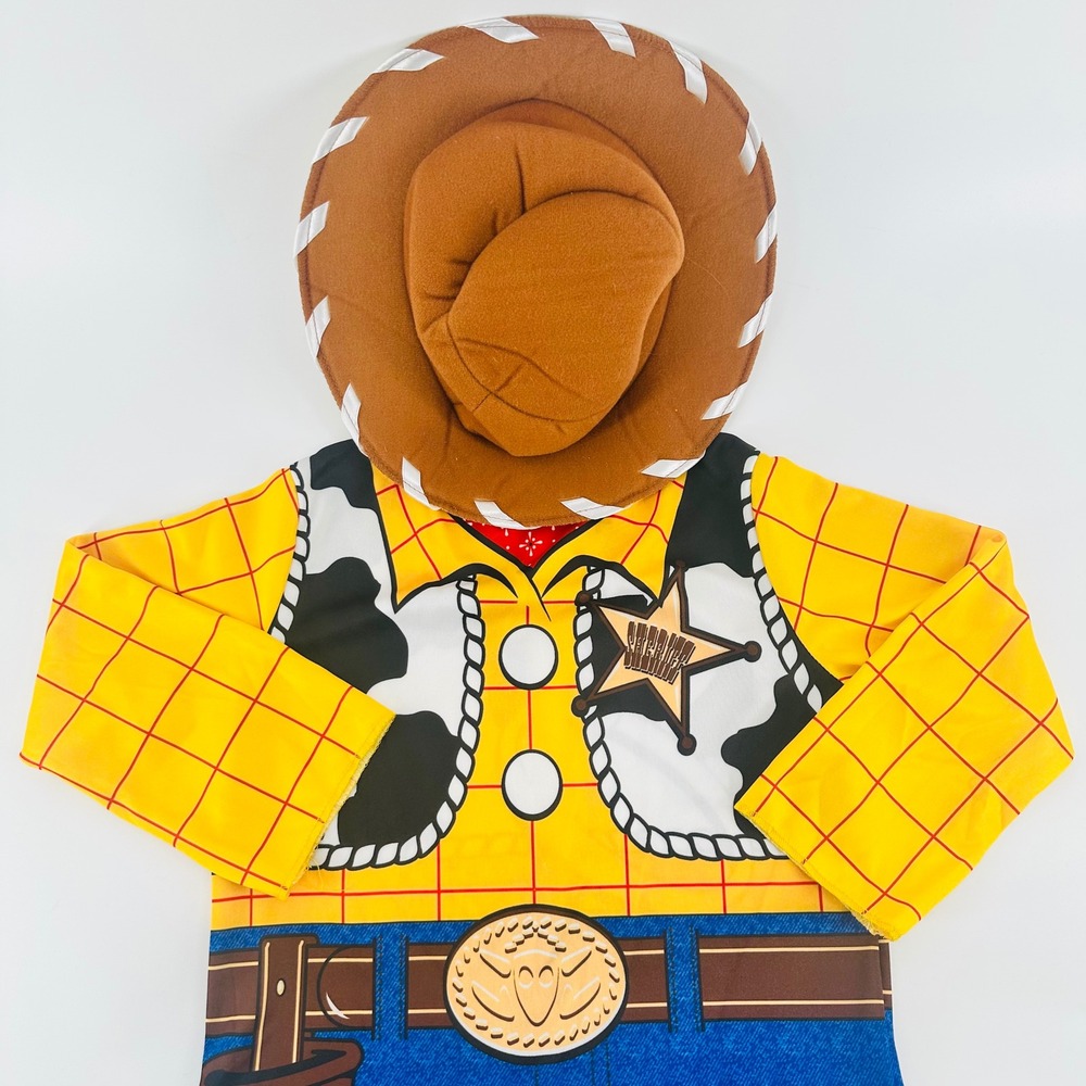 Disney Toy Story Woody Costume Jumpsuit Hat Yellow Polyester 3T 4T